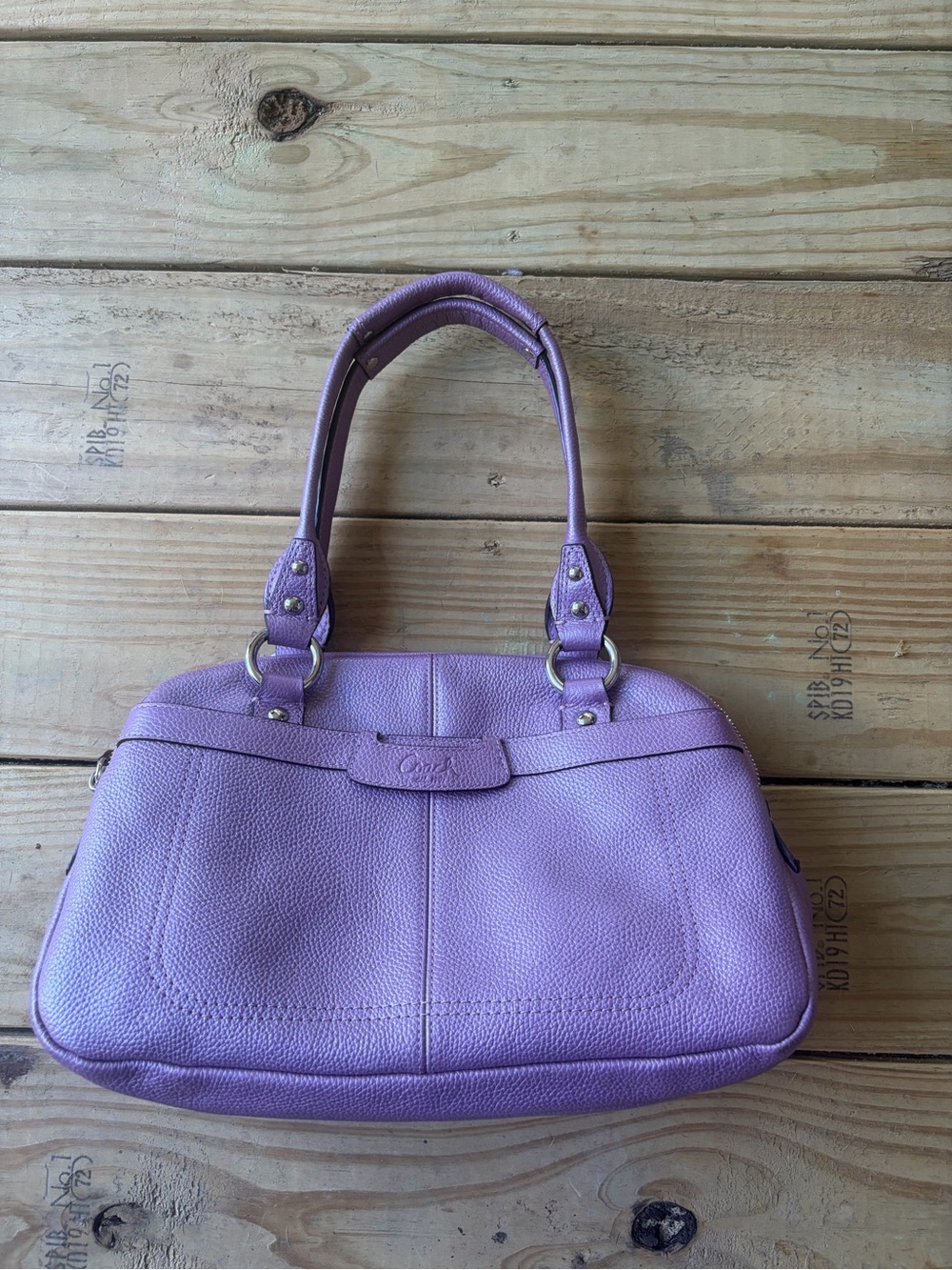 Coach Pebbled Leather Satchel in Light Purple